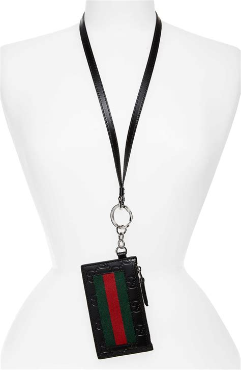 red gucci card holder|Gucci card case with lanyard.